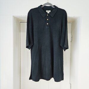 Tommy Bahama Black Silk Blend Polo Shirt Knit Short Sleeve 1/4 Button Large